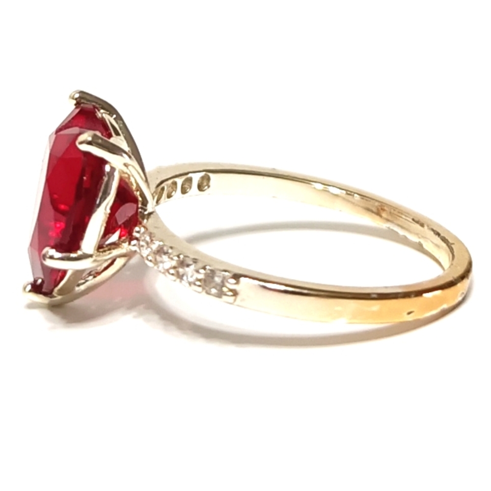 Heart Shaped Red Gemstone Ring Hearts Valentine - Picture 3 of 4